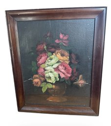 Old Original Framed Painting Of Flower Bouquet (B)