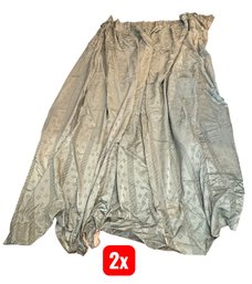 Large Green Diamond Pattern & Swirled Design Curtain Pair (B)