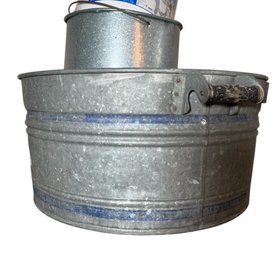 Pair Of Galvanized Metal Storage Buckets (G)