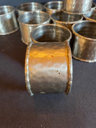 12 Silver Colored, Hammer Finish Napkin Rings DR1