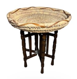 Folding Occasional Table With African Woven Basket Top (BR2)