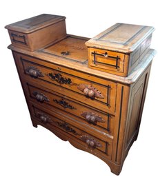 Victorian Style Carved Wooden And Hand Painted 3 Drawer Dresser (BR2)