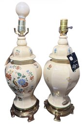 Lagin Floral Ginger Jar Style Porcelain Table Lamp Pair (BR2)