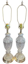 Hollywood Regency Style Crystal Table Lamp Pair (BR2)