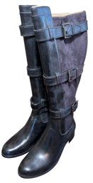 Cole Haan Womens Air Avalon Riding Boots Black Leather Stretch Size 7.5