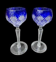 Rexxford Diamond Sapphire Bohemian Glass Pair