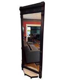 Antique Gothic Large Solid Carved Wooden Full Length Wall Mirror & Marble Stand (LR)
