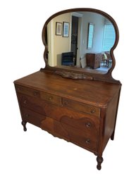 Antique Solid Wooden Chest Of Drawers With Mirror (BR3)