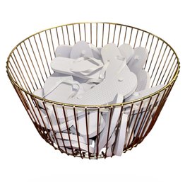 Gold Tone Metal Basket Full Of Flip Flops (B)
