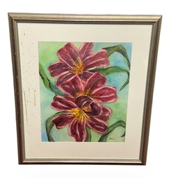 Lily Flower Original Painting Signed & Framed (B)