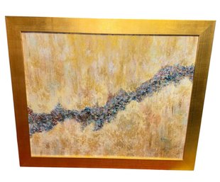 Original Signed Abstract Painting In Gold Tone Frame (B)