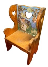 Wooden Dolls Chair With Artsy Mouse Decoupage Artwork (B)