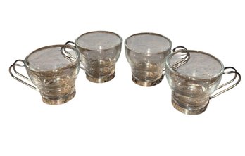 Bormioli Rocco Oslo Espresso Cups With Steel Handles 4pc Set (DR)