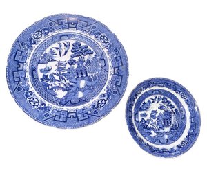 Allertons Blue Willow Pattern Plate & Saucer Pair (DR)