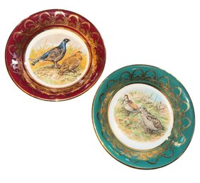 Arklow Irish Gilded Grouse & Woodcock Decorated Plate Pair (DR)