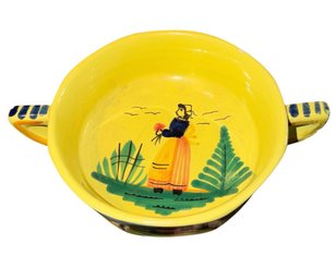 French Quimper Double Handled Soup Mug (DR)