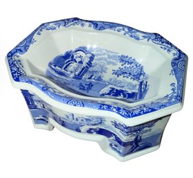 Spode Rare Italian Blue Signature Collection Porcelain Dog Bowl (DR)