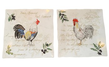 222 Fifth Rooster Decorative Porcelain Plate Pair (DR)