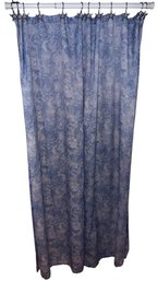 Silver Tone Starfish Shower Hooks & Nautical Blue Seashell Shower Curtain (BA)