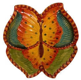 Italian Majolica Butterfly Decorative Plate Wall Decor (K)