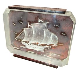 Sailing Clipper Ship Etched Lucite Sculpture (BDR)