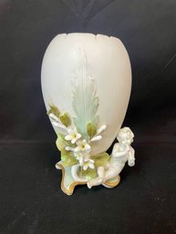 Antique Bisque Repousse Vase