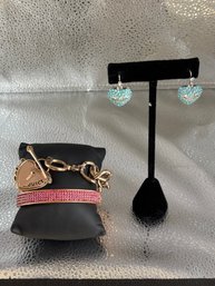 Juicy Couture  Lot-1 Heart Earrings And 2 Rose Gold Tone Bracelets