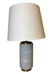 Blue & White Horizontal Striped Table Lamp Works! (B)