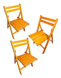 Slatted Wooden Folding Chairs 3pc (B)