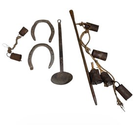 Old Rustic Metal Bells, Horseshoes & Decor (BS)