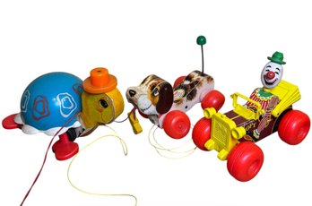 Fisher Price Pull Toys 3pc Clown Dog & Turtle (B)