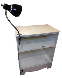 Small White Wooden Bookshelf With Adjustable Clamp On Desk Lamp (MC)