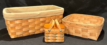 (3) Handwoven Baskets