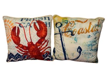 Lobster & Anchor Nautical Throw Pillows (MC)
