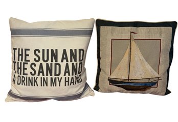 Sailing Ship & Beach Themed Nautical Throw Pillows (MC)