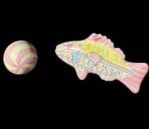 Mackenzie Childs Fish & Circular Knob Pair