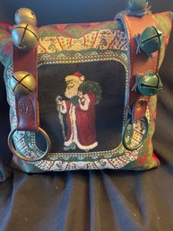 Christmas Pillow With Jingle Bell Straps RR)