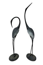 Outdoor Metal Egret Statue Pair (Y)