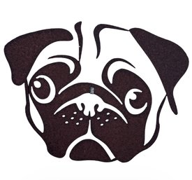 Outdoor Metal Pug Head Wall Decor (Y)