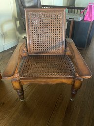 Caned Adjustable Arm Chair With Ottoman