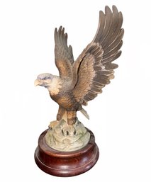 Ethan Allen Porcelain Bald Eagle On Wooden Base (BR2)