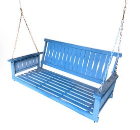 Large Blue Wooden Outdoor Hanging Porch Swing (Y)