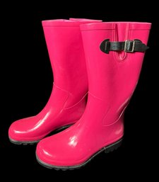 Hot Pink Rubber Rain Boots Womens Size 8M