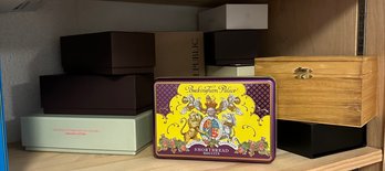 Small Wood And A Tin Trinket Boxes, (9) Small Boxes