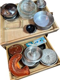 Baking Pans, Jello Molds & Two Shelves Of Assorted Kitchenware (BLR)