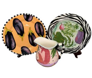 Droll Designs Plate & Jug, Keyes Signed Plate (K)