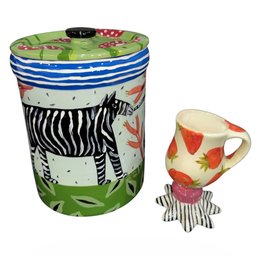 Droll Designs Zebra Print Cookie Jar & Mug (K)