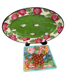 Droll Designs Floral Platter & Square Plate (K)