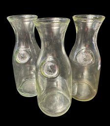 Glass Milk Bottle Carafes 3pc