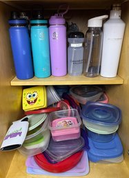 Cabinet Full Of Water Bottles & Plastic Storage (K)